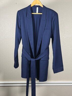 Mural XL Navy Belted Longline Blazer Jacket Career Office Wear